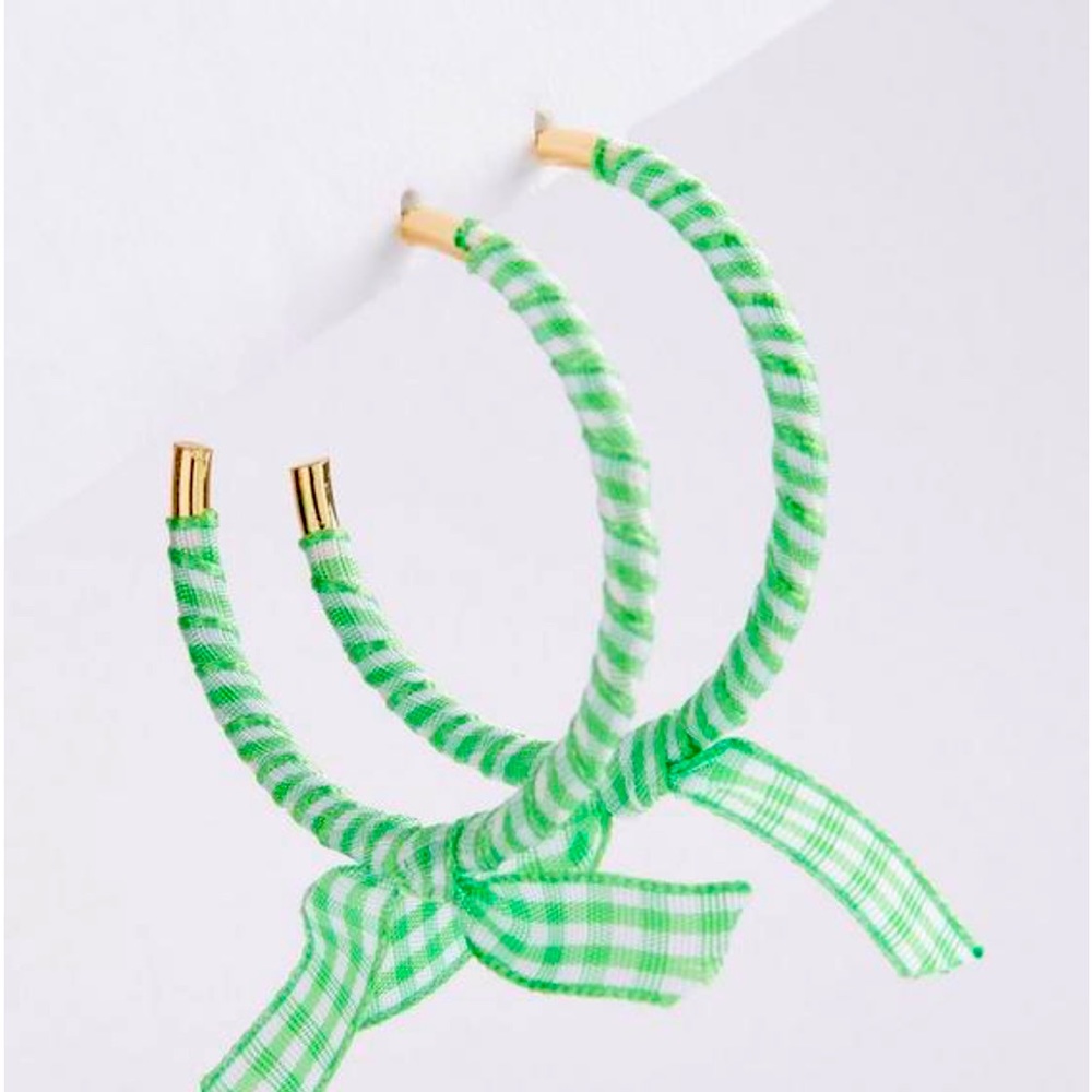Fabric bow hoop earrings